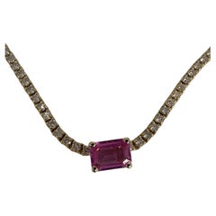 5.50 carats Diamond necklace with pink sapphire 18KT gold