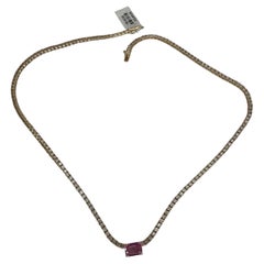 5.50 carats Diamond necklace with pink sapphire 18KT gold