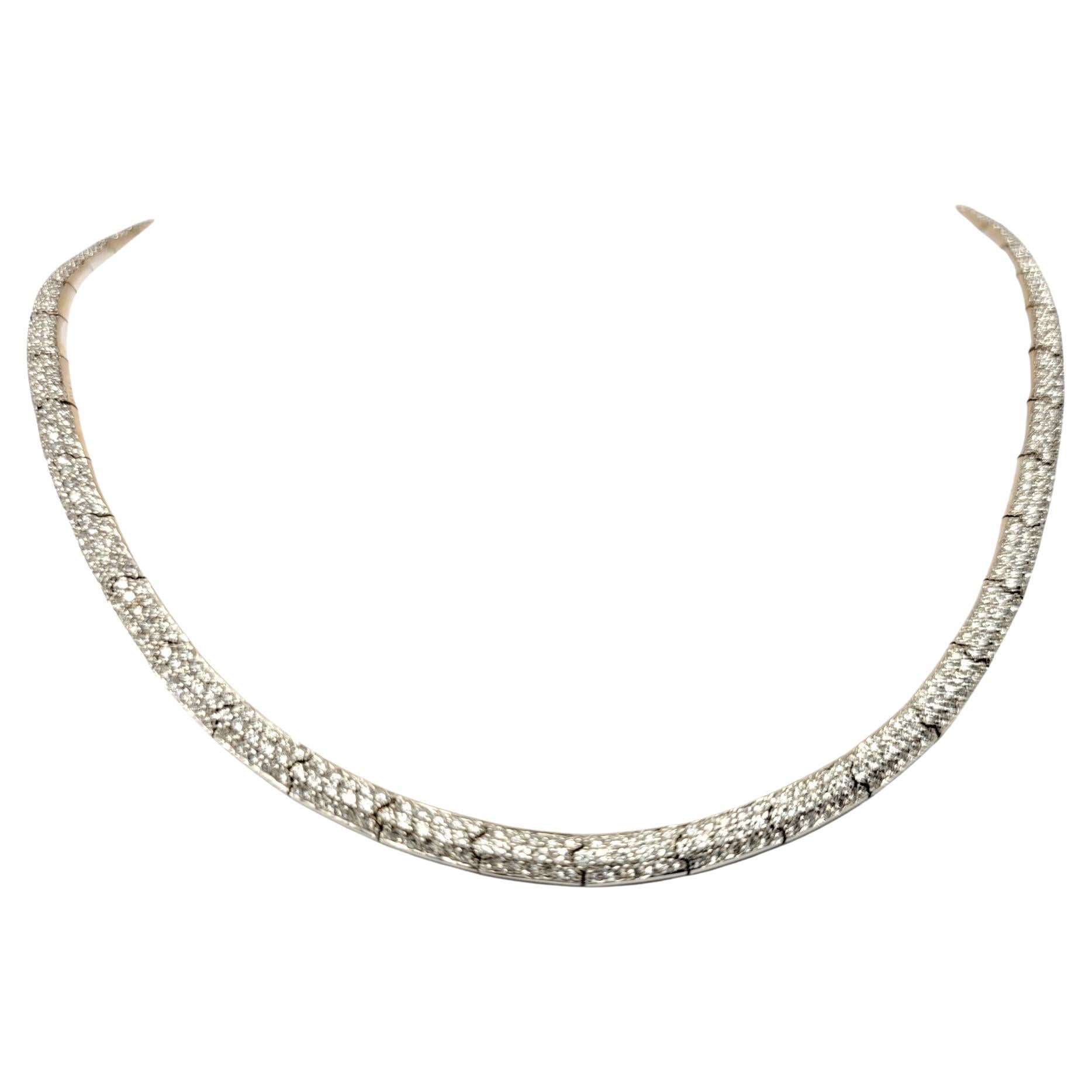 5.50 Carats Round Pave Diamond Link Collar Necklace 14 Karat Gold Contemporary