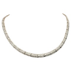 Vintage 5.50 Carats Round Pave Diamond Link Collar Necklace 14 Karat Gold Contemporary