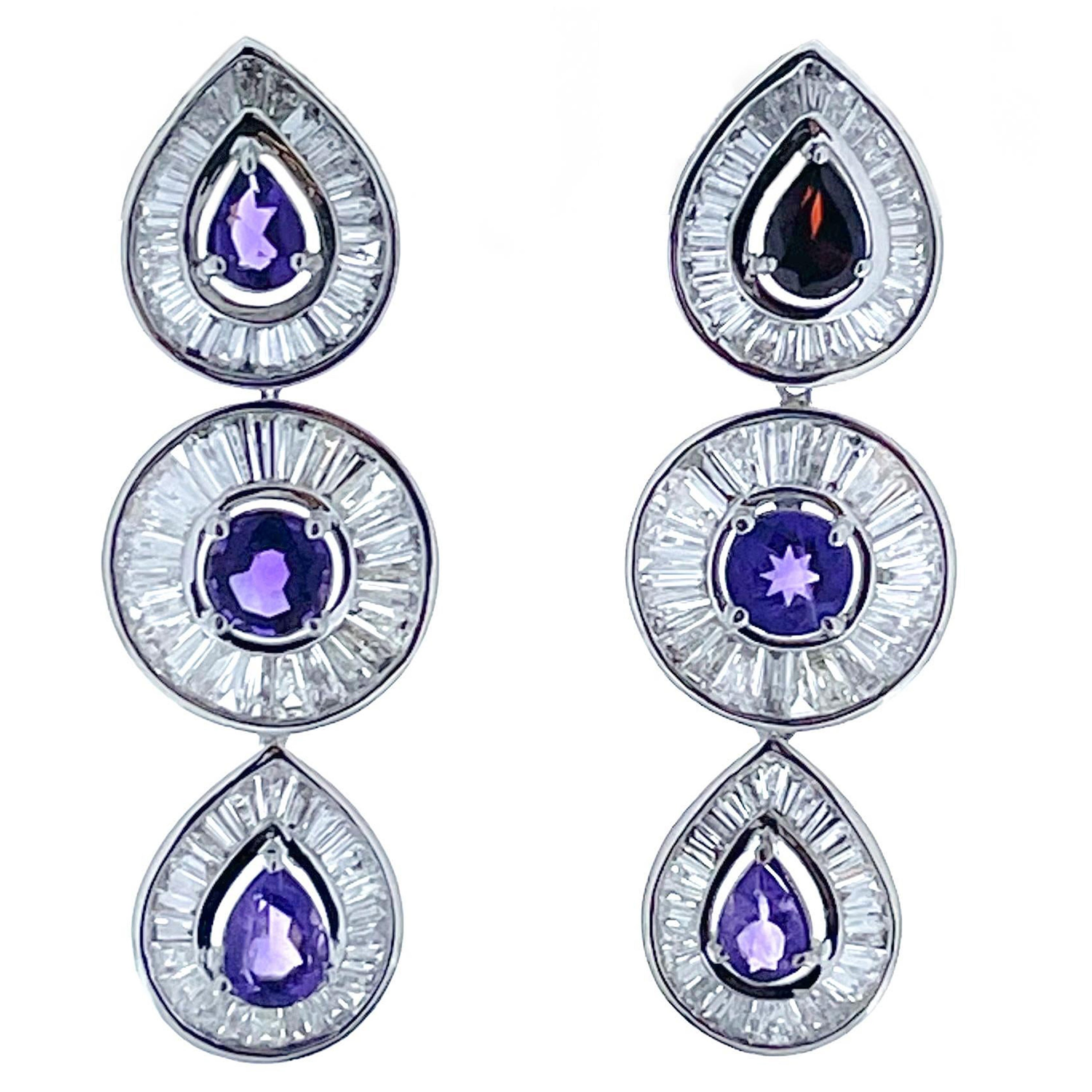 Boucles d'oreilles saphir 5,50 carats en or blanc 14K