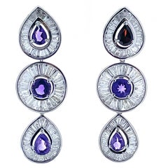 Boucles d'oreilles saphir 5,50 carats en or blanc 14K