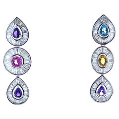 5.50 Carats Sapphire Fashion earrings in 14K White Gold