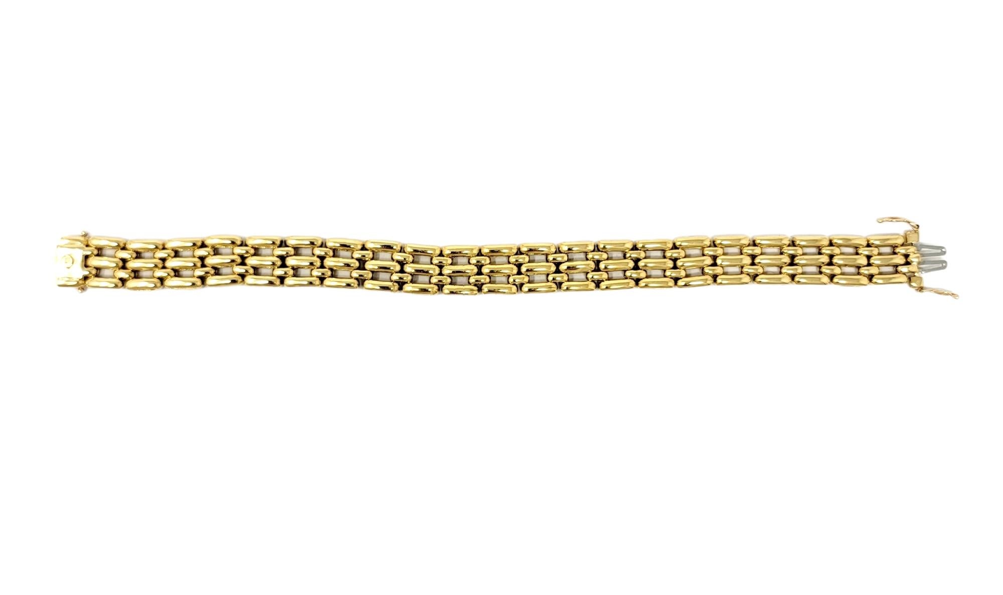 5.50 Carats Total Round Diamond Open Panther Link Bracelet 18 Karat Yellow Gold For Sale 5