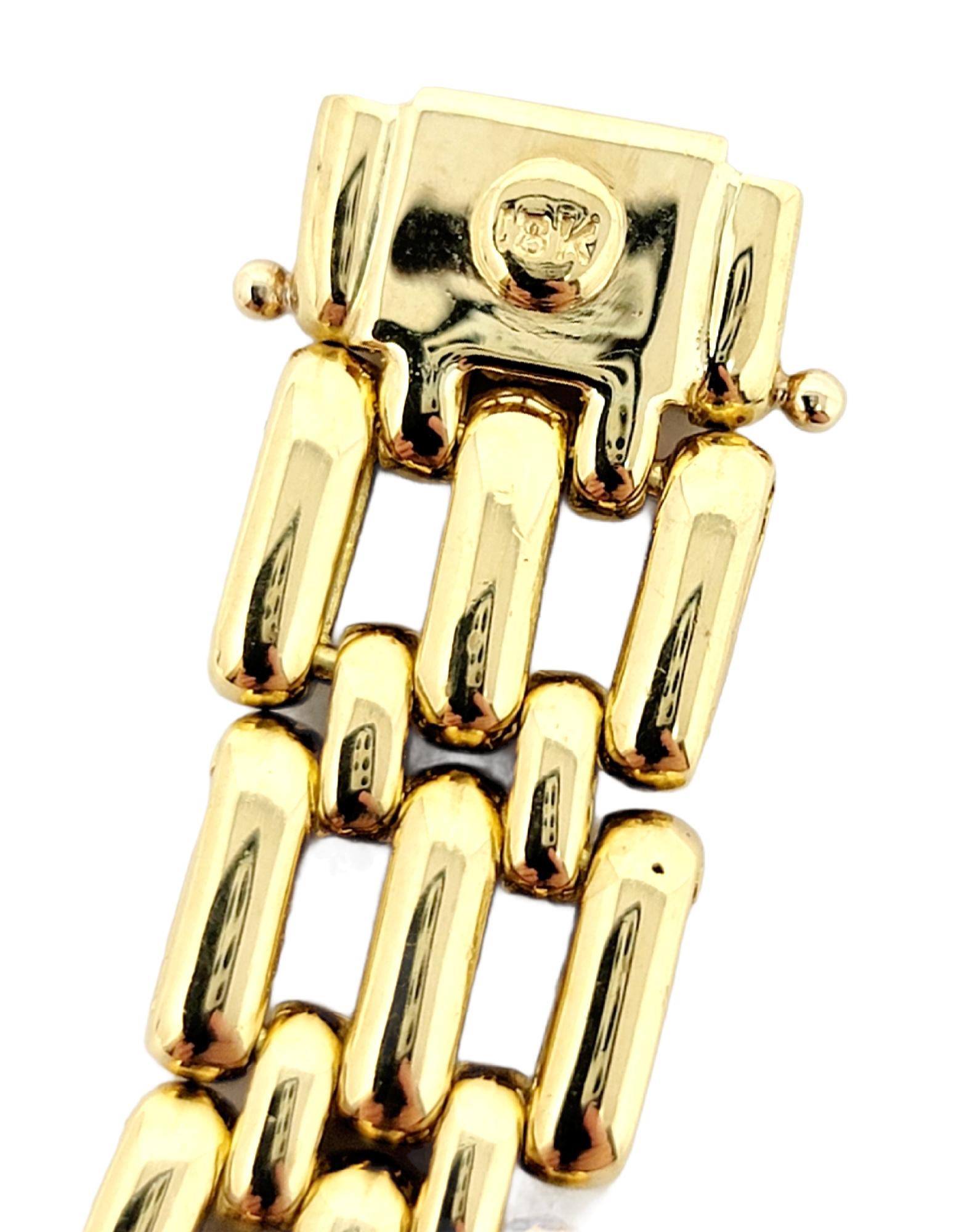 5.50 Carats Total Round Diamond Open Panther Link Bracelet 18 Karat Yellow Gold For Sale 7