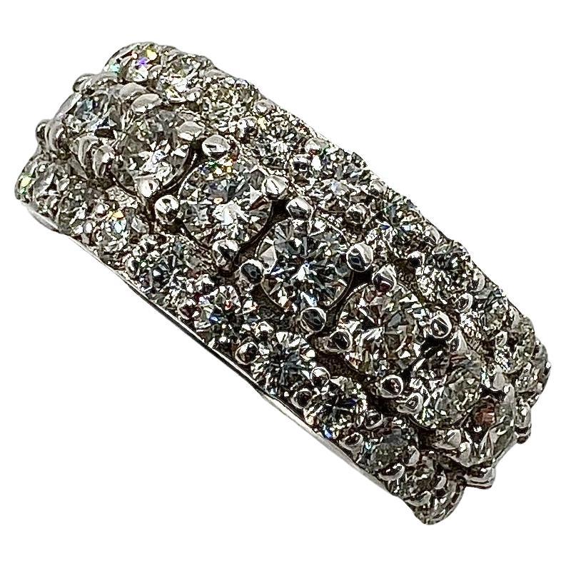 5.50 Carats TW Diamond Eternity Three Row White Gold Band Ring Size 9.25