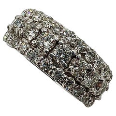 5.50 Carats TW Diamond Eternity Three Row White Gold Band Ring Size 9.25