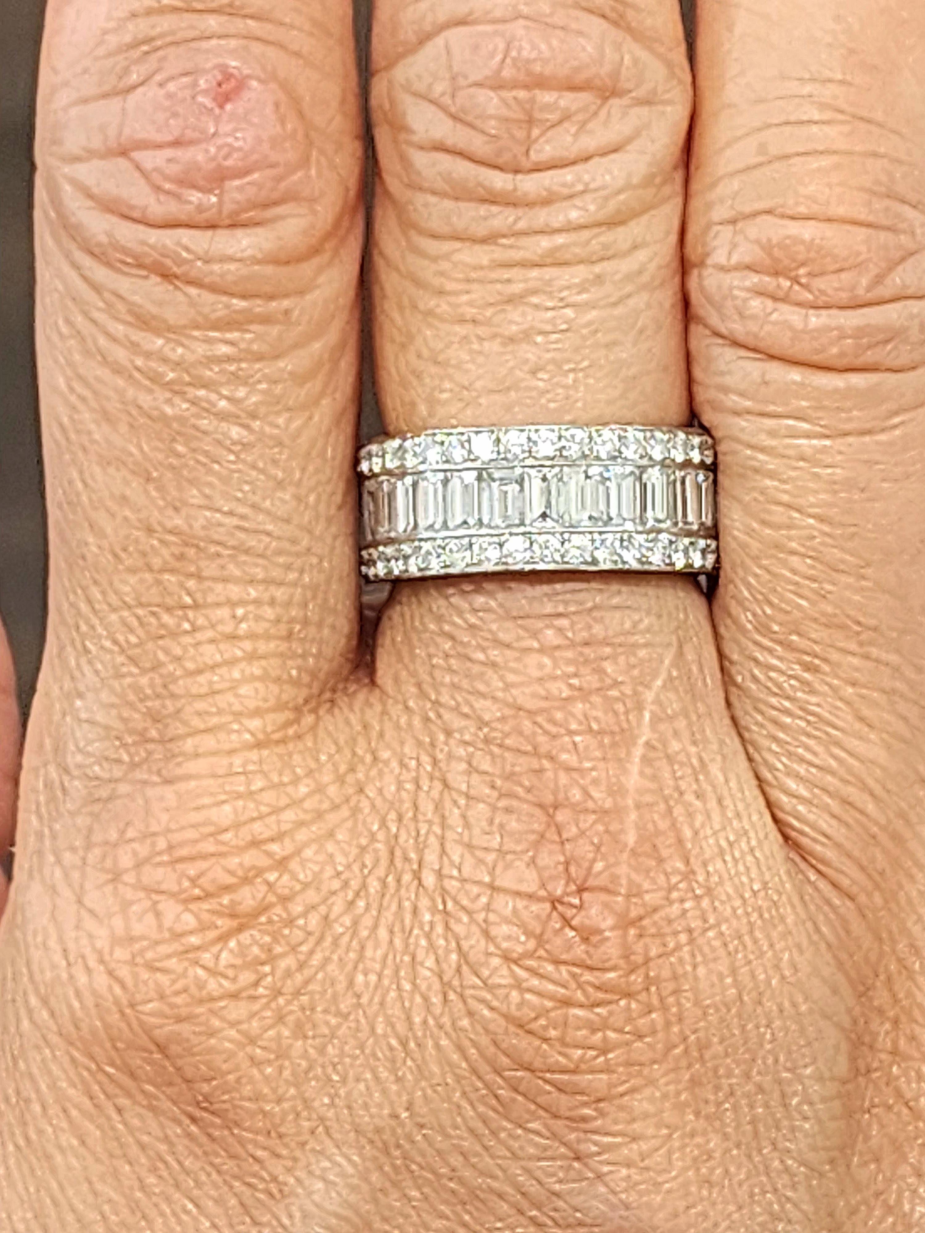 Baguette Cut 5.50 ct Diamond Eternity Band For Sale