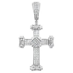 5.50 CT Diamond Pendant Cross in 14k gold
