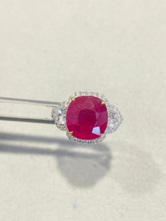 5.50 Ct GRS Certificate No heat Natural Burma Mogok Ruby Unheated with 18K ring