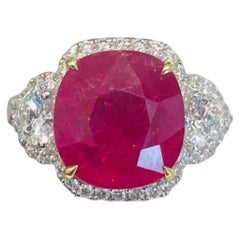 5.50 Ct GRS Certificate No heat Natural Burma Mogok Ruby Unheated with 18K ring