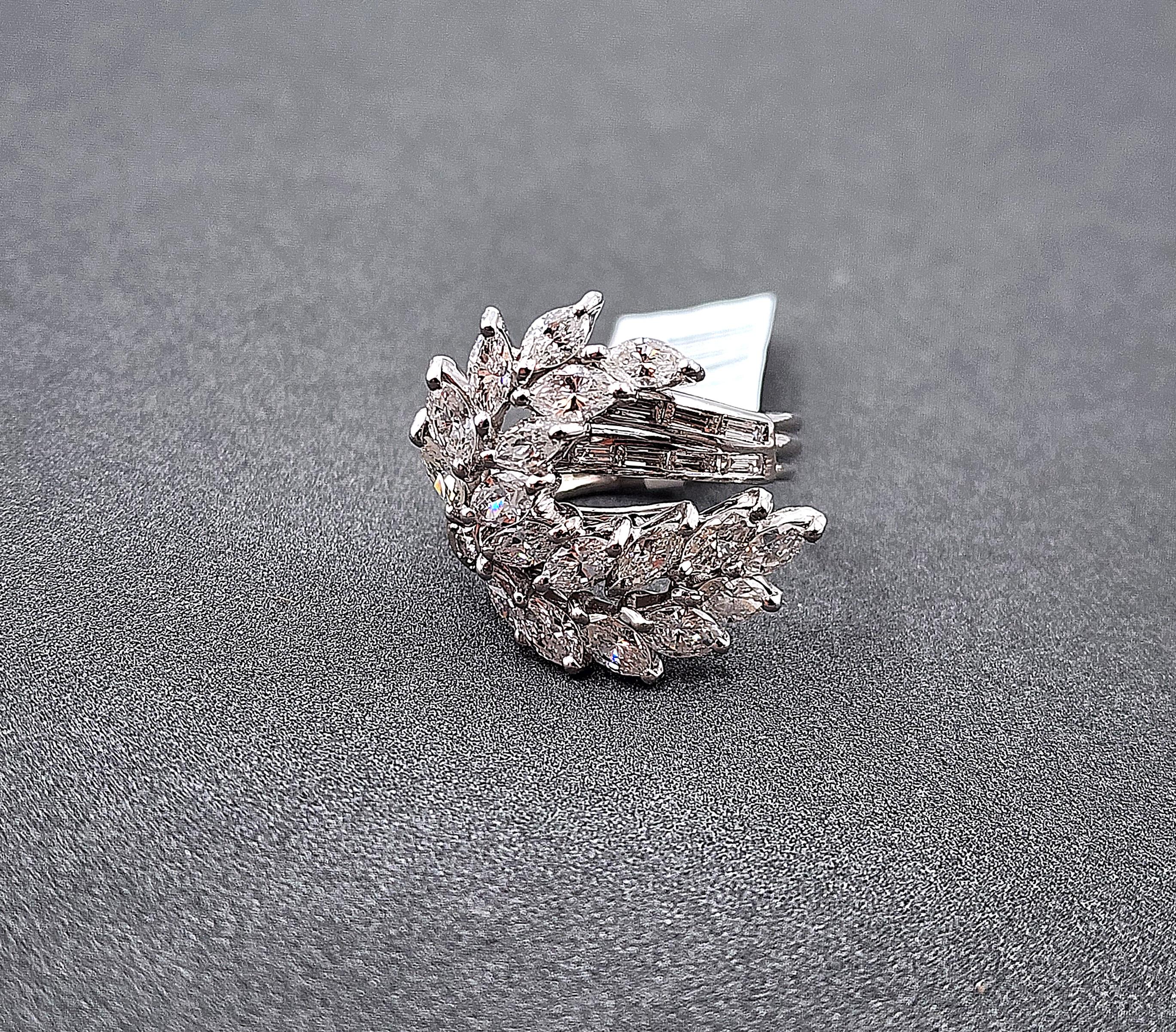 Mixed Cut 5.50 ct Natural Diamond Vintage Ring For Sale