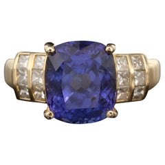 5.50 CT Tanzanite Diamond Anniversary Ring Art Deco Yellow Gold Engagement Ring