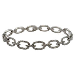 Bracciale moderno in oro bianco 14 carati con diamanti ovali da 5,50 CTW