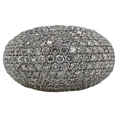 5.50 CTW Pavé Round Brilliant Diamond 18 Karat White Gold Modern Dome Band Ring 