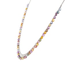 55.00 Carat Multi-Color Briolette Sapphire Gold Necklace