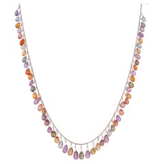 55.00 Carat Multi-Color Briolette Sapphire Gold Necklace