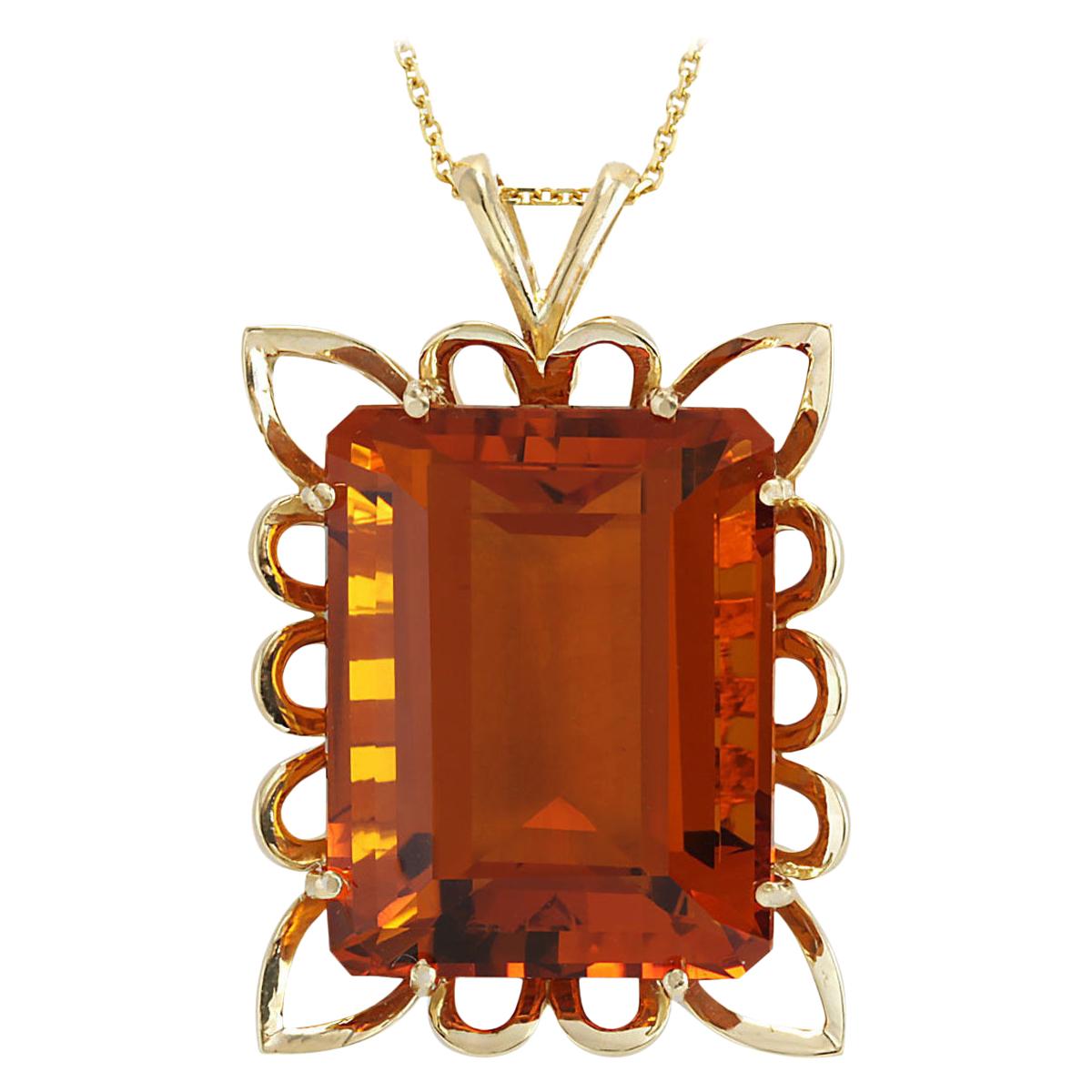 55.00 Quilates Citrino Natural Collar de Oro Amarillo de 18 Kilates