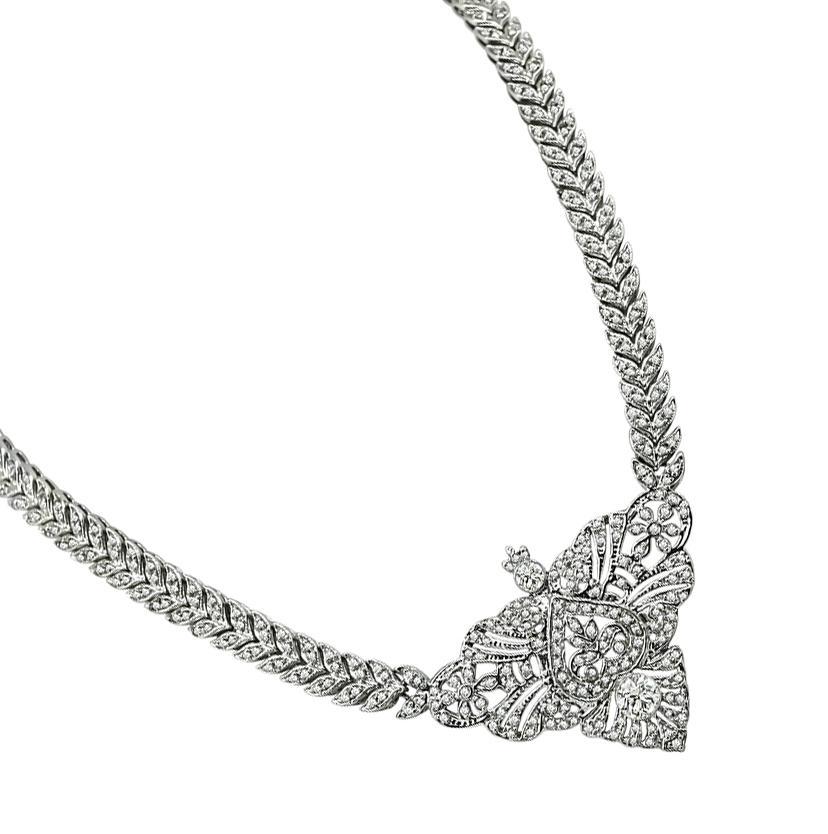 Round Cut 5.50ct Diamond Gold Necklace For Sale