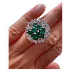 5.50ct Jardin Emerald Diamond ring in platinum stunning bouqet art deco motif