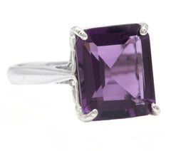 5.50Ct Natural Amethyst 14K Solid White Gold Ring