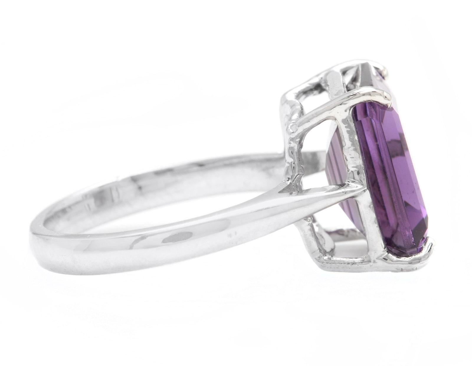 Mixed Cut 5.50Ct Natural Amethyst 14K Solid White Gold Ring For Sale