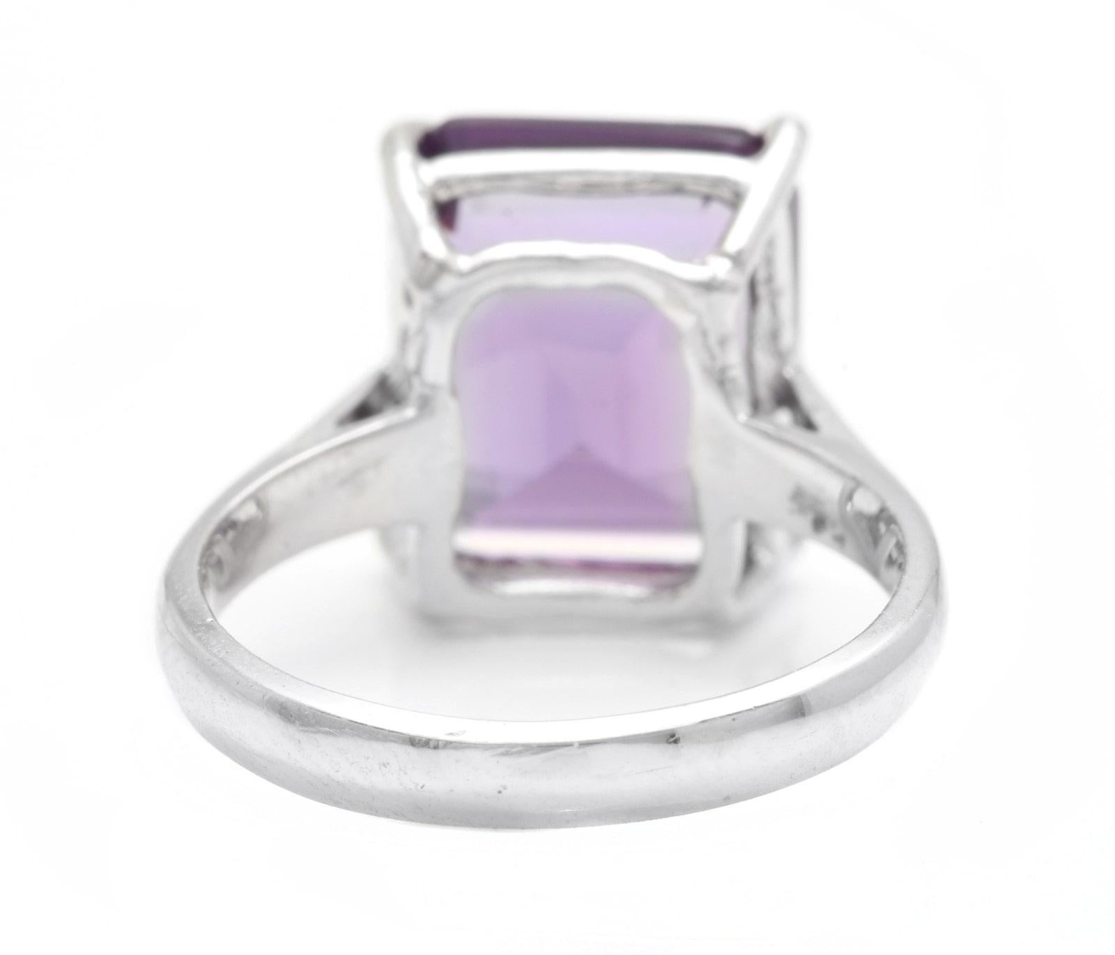 5.50Ct Natural Amethyst 14K Solid White Gold Ring In New Condition For Sale In Los Angeles, CA