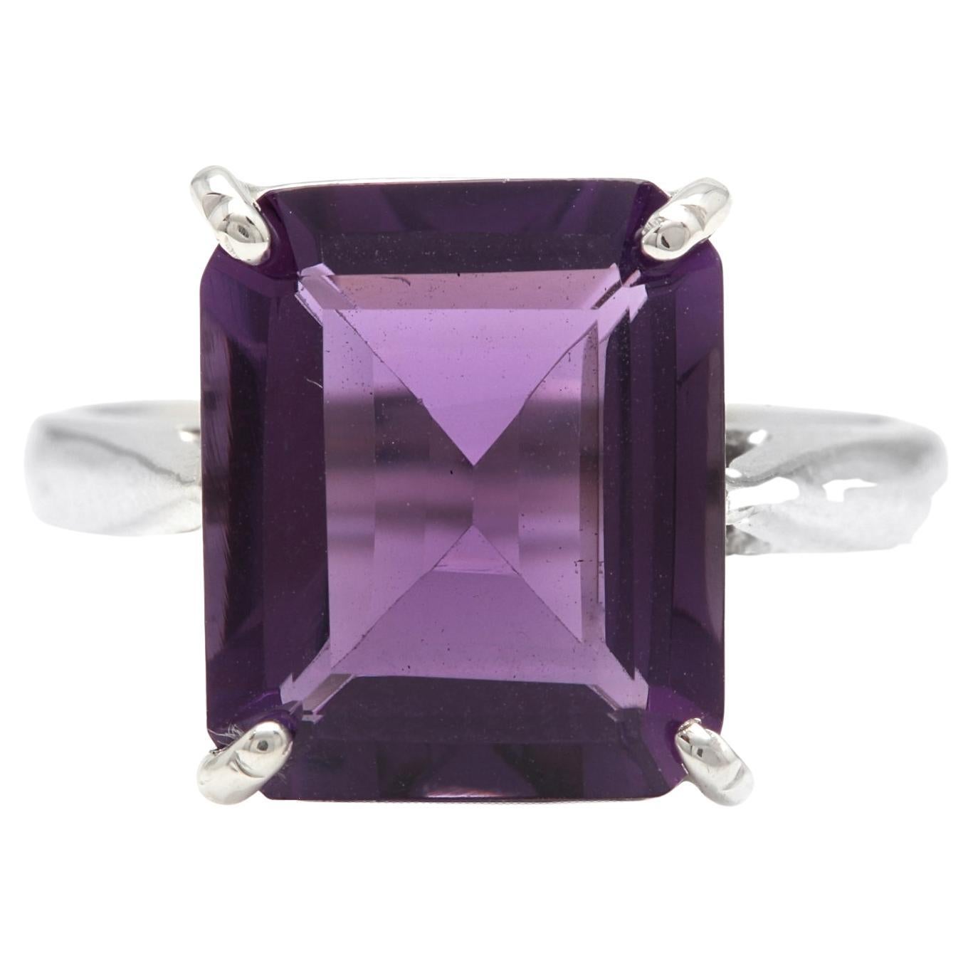 5.50Ct Natural Amethyst 14K Solid White Gold Ring For Sale
