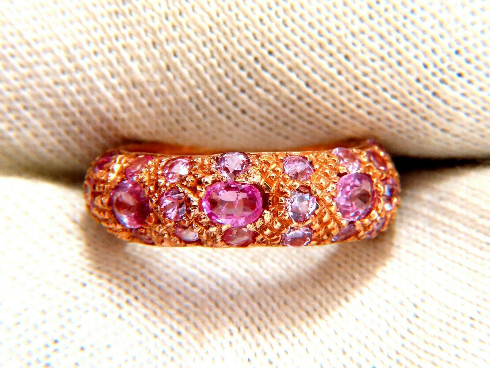 Women's or Men's 5.50ct. Natural Pink Sapphires Eternity Bead Set Ring 14kt Rose Gold