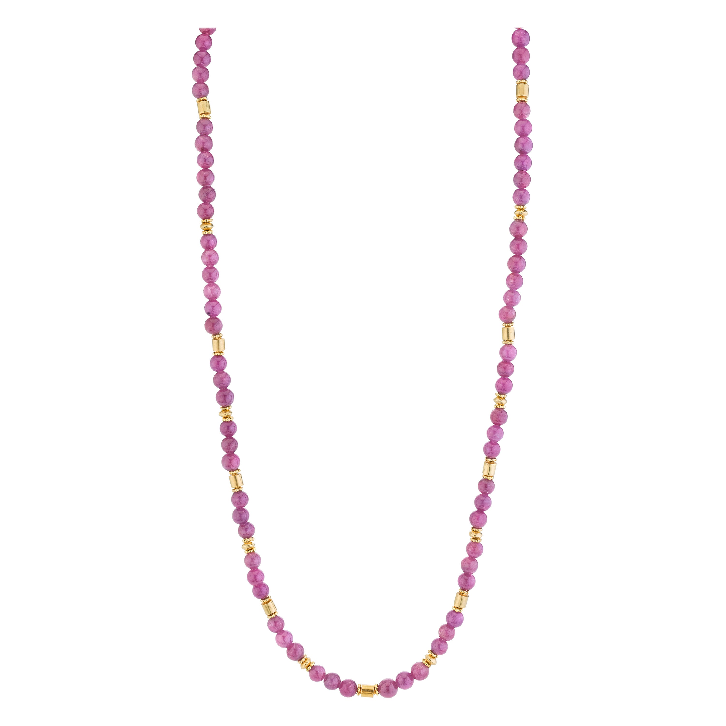 5,50 mm Rubin-Perlenkette mit Akzenten aus 18k und 22k Gelbgold Damen