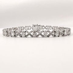 Pulsera de tenis con diamantes de 5,51 quilates, diamantes ovalados y redondos, oro blanco de 14 quilates