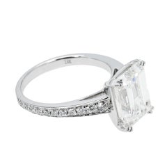 5.51 Carat Emerald Diamond Ring 18K White Gold Signature Sophistication
