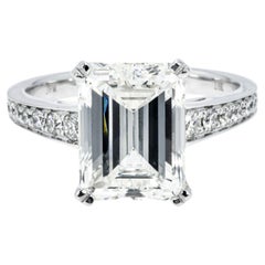 5.51 Carat Emerald Diamond Ring 18K White Gold Signature Sophistication