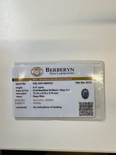 5.51 Carat Spinel Oval Cut & Diamond Ring in 18K White Gold