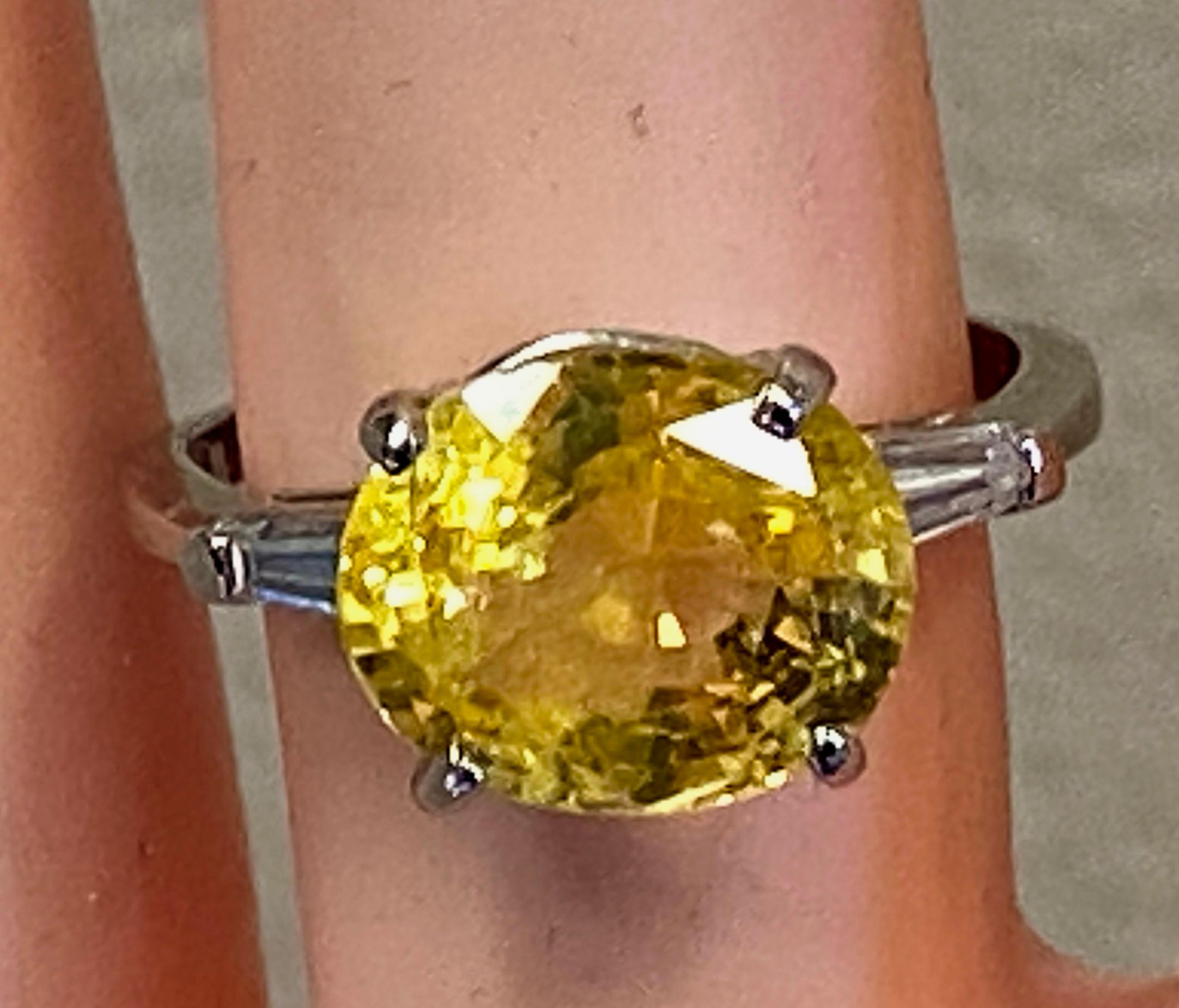5.51 Carat Oval Yellow Sapphire Ring in Platinum 1