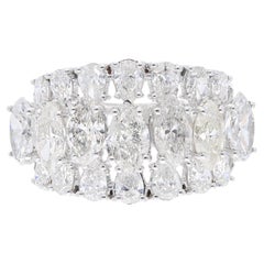 5.51 Ct. SI Clarity HI Color Pear Marquise Diamond Dome Ring 18 Karat White Gold
