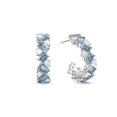 5.51 cts tw Aquamarine and Diamond Hoop Earrings