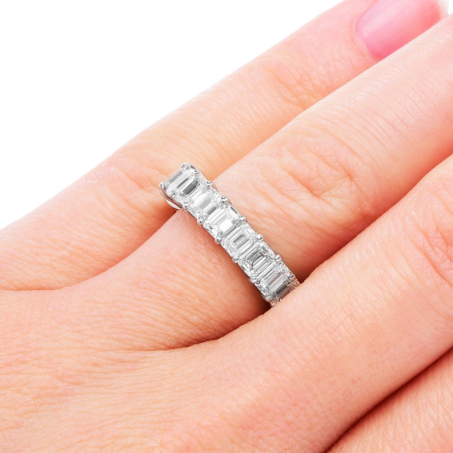 5.51cts Emerald Cut Diamond Platinum Eternity Band Ring 2
