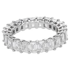 5.51cts Emerald Cut Diamond Platinum Eternity Band Ring