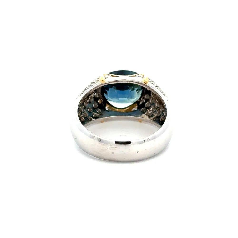 Mixed Cut 5.52 Carat East West Oval Sapphire and Diamond Platinum Cocktail Ring For Sale