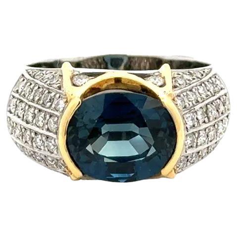 5.52 Carat East West Oval Sapphire and Diamond Platinum Cocktail Ring