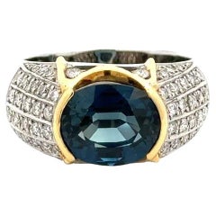 5.52 Carat East West Oval Sapphire and Diamond Platinum Cocktail Ring