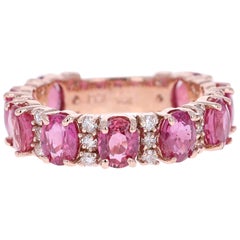 5.52 Carat Oval Cut Ruby Diamond Rose Gold Band