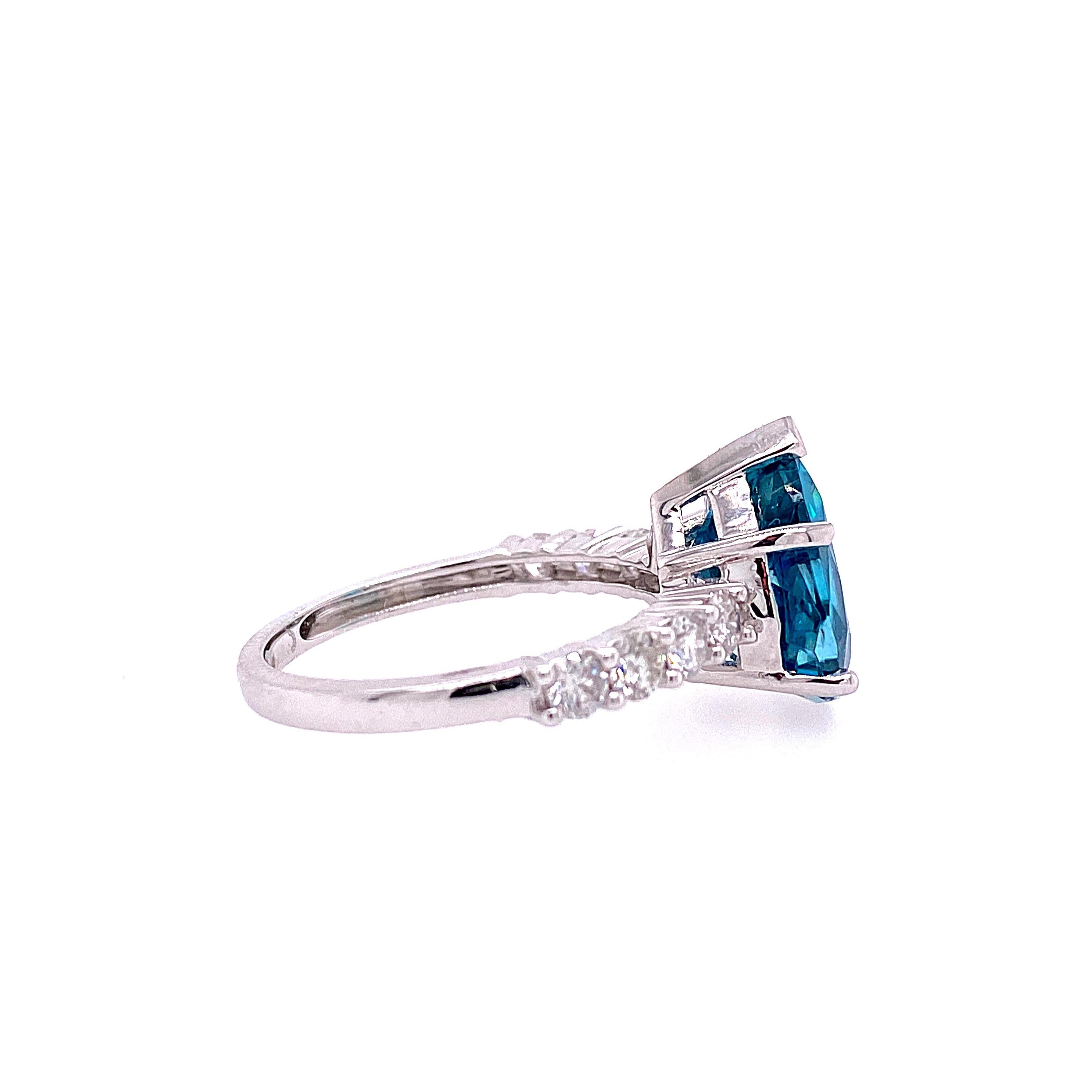 5.52 Carat Pear Blue Zircon and Diamond Cocktail Ring In New Condition For Sale In Great Neck, NY