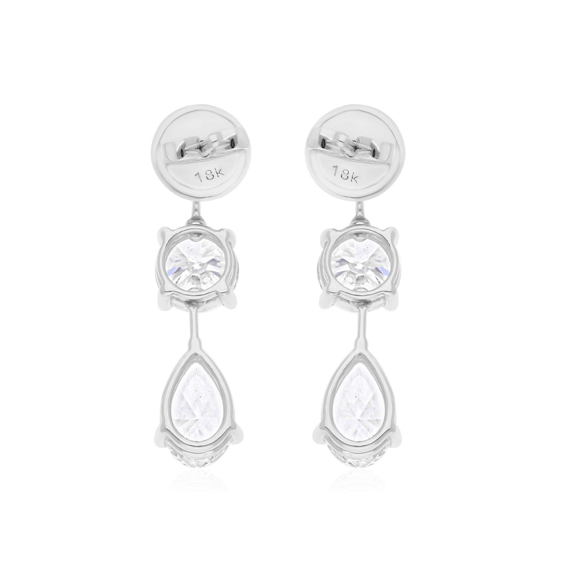 5.52 Carat SI/H Round Pear Brilliant Cut Diamond Earrings 14 Karat White Gold In New Condition For Sale In Diera, Dubai