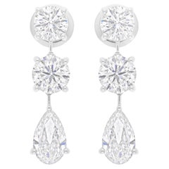 5.52 Carat SI/H Round Pear Brilliant Cut Diamond Earrings 14 Karat White Gold