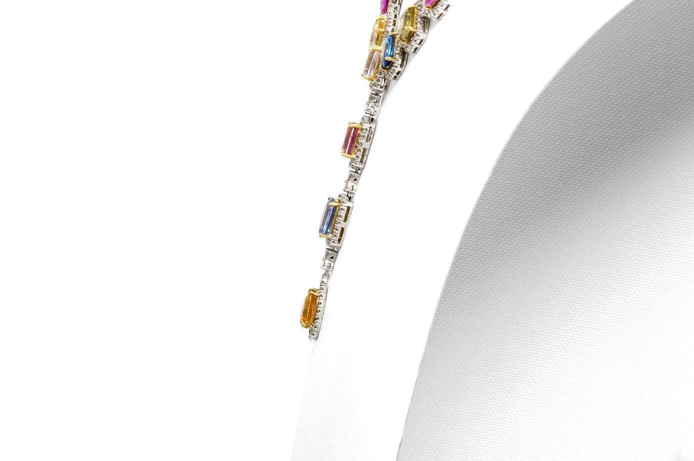 55,24 Carati Zaffiro Multi-Color Collana a goccia staccabile con diamanti In condizioni buone in vendita a New York, NY