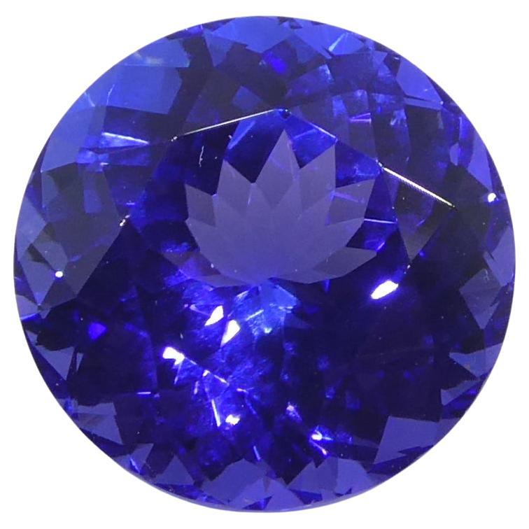 5.52 Karat runder violett-blauer Tansanit GIA zertifiziert Tansanit Tansan   im Angebot