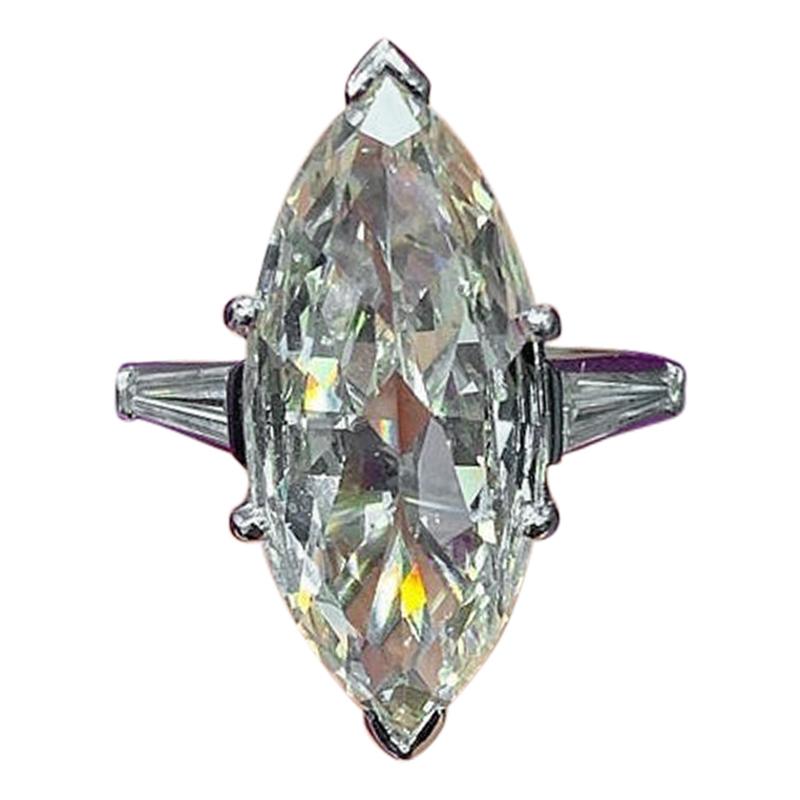 5.53 Carat Antique Marquise Diamond Ring