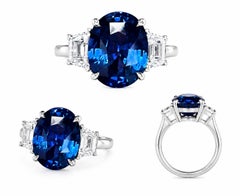5.53 Carat Ceylon Blue Sapphire & Diamond Ring in Platinum